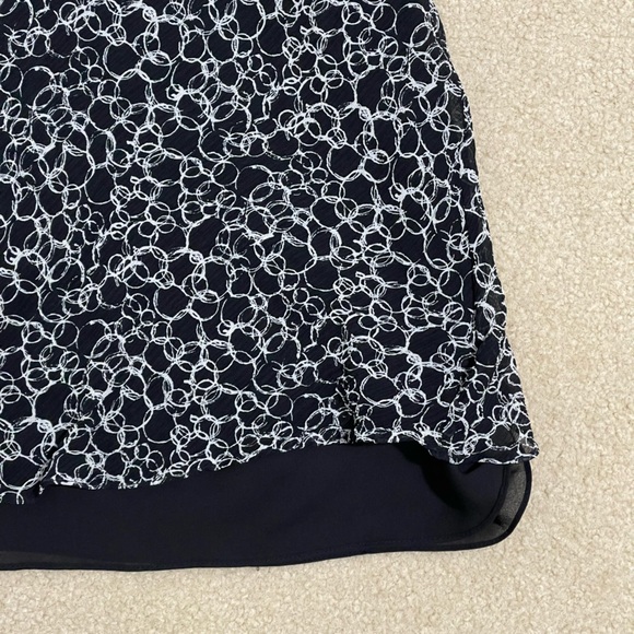 Vintage 100% Silk Black and White Ring Pattern Midi Skirt Size Medium - Picture 4 of 7